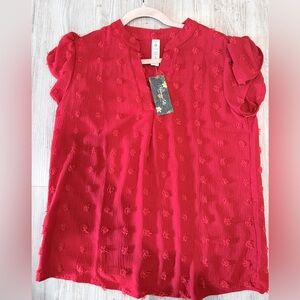 Chic Red Textured Top